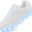 LED Unisex Light Up Shoes High Top Luminous Flashing USB Charging Lace Up Couples Sneakers for Women Men DWhite40