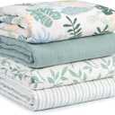 Muslin Swaddle Blankets for Newborn, 4 Pack Cotton Baby Blankets Neutral, Large 31.5 x 43.3 Breathable Soft Receiving Blanket, Essentials Swaddle Wrap Burping Clothes, Sage Green