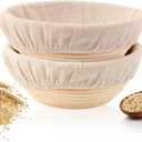 KONGDY Banneton Bread Proofing Basket, 10 Inch Round Sourdough Proofing Basket with Linen Liner, Bread Making Starter Kit, Bread Lame