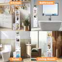 ShellKingdom Toilet Paper Holder Stand, Tall & Slim Bathroom Storage Cabinet, Freestanding Corner Shelf, Bathroom Cabinet for Small Space, Corner Shelf, 39.37 x 7.87 x 7.08 inch (White)
