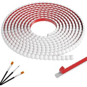 10ft Decorative Bead Pearl Wall Molding Trim, Flexible PVC Peel and Stick Trim for DIY Home Dcor, Bathroom Mirror Frames, Cabinet Edges, Door & Window Borders (White, W:0.39" T:0.22")
