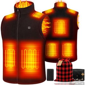 Heated Vest Women Men with 20000mAh Power Bank, Fleece Heating Vests for Cycling, Camping, Hiking & Hunting (X-Large, Black)
