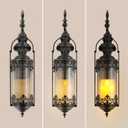 Rustic Candle Sconce with Glass Vintage Antique Gothic Hanging Lantern Candle Holder Retro Indoor Outdoor Mid Centry Wall Dcor Sconce for Fireplace, Hallway, Living Room, Porch, Patio