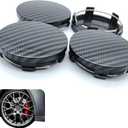 4 PCS Wheel Center Caps, Scratch-Resistant Wheel Hub Caps Modification Decoration/2.32" OD 2.2" ID ABS Rust-Proof Snap-in Center Caps for Rims, for Most Cars (Carbon Fiber Black)