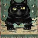 Bathroom Metal Signs Wash Your Paw Vintage Black Cat Wall Decor for Toilet Home Room Funny Retro Tin Plaque 12x8 Inch