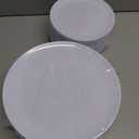 PULOTE 100PCS White Plastic Plates Disposable - Heavyweight 50 White Dinner & 50 Dessert/Salad Plates for Wedding, Party