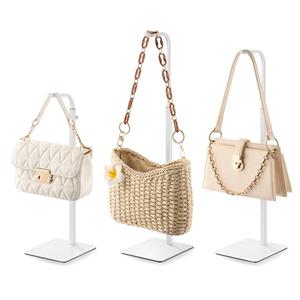 pickpiff 2 Pack Purse Holder Handbag Display Stand: White Hanger Rack for Bags, Purses, and Wreath, Adjustable Hook Stand for Tabletop, Closet, and Retail Use for Vendors