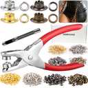 Grommet Tool Kit, 1/4 Inch Grommet Kit, 1603 PCS Silver Gold Bronze Gun Color Eyelet Tool Kit with Handhold Eyelet Punch Pliers, Hole Punch, Transparent Storage Box, User Manual for DIY Fabric