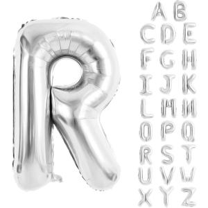 Silver Letter Balloons 40 Inch - Large Letter Balloon Aluminum Foil for Birthday Wedding Anniversary Party Decorations(Letter R Balloon)