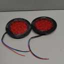 2 Pcs Red Round LED Tail Lights, 12V/24V, 4 Inch 16 LED Rear Brake Stop Turn Signal Reverse Lights for Car, Truck, Trailer and RV