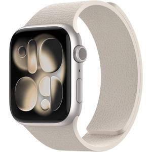 Magnetic Silicone Band Compatible with Apple Watch Band 42mm 41mm 40mm 38mm Series 11 10 9 8 7 6 5 4 3 & SE 3/2/1 Strong Magnetic Clasp, Waterproof & Adjustable (Starlight)