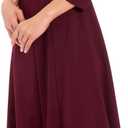 London Times Women's Dresses Crepe Fit and Flare Midi with Waist Button Detail, Arresting Burgundy, 10