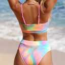CUPSHE Women's Bikini Set Two Piece Swimsuits High Waisted Scoop Neck Spaghetti Adjustable Straps Textured (M)