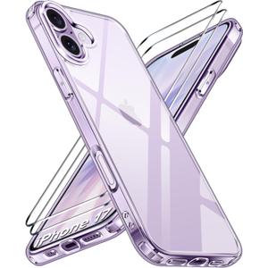 ivoler 3-in-1 Clear Case Designed for iPhone 17 6.3'' 2025 with 2 Pack Tempered Glass Screen Protector Military Shockproof Protective Hard Back Slim for iPhone 17 Cover - Clear