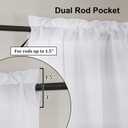 2 x Lecloud White Valance for Window Curtains 12 Inch Length, Light Filtering Modern Small Kitchen Curtain, Short Burlap Farmhouse Drapes with Rods Pocket for Cafe Bedroom Camper Cabinet, 60" W x 12" L