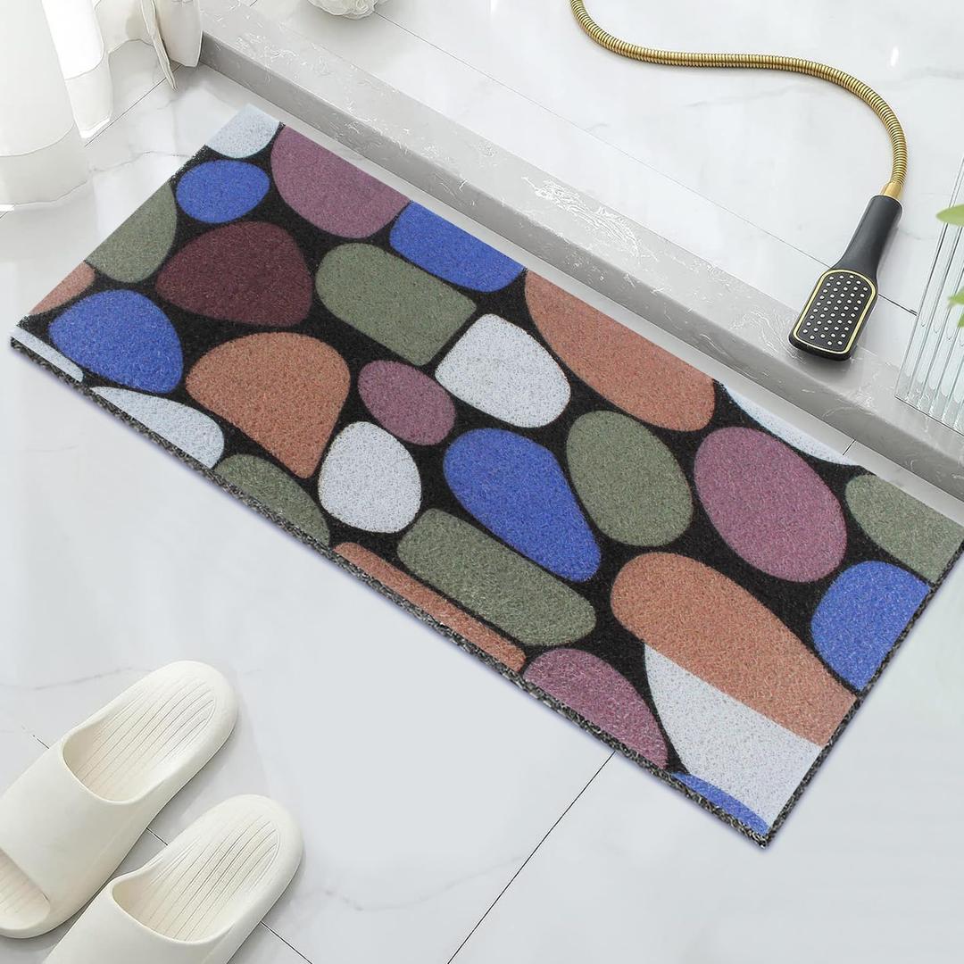 Shower Mat Non Slip, 15.736 Inch, Shower Mats for Showers Anti Slip, Non Slip Bath Mat for Shower and Bathroom, Wet Area, Quick Drying, No Suction Cups, Colored Pebbles