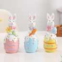 Easter Decorations - 4.7 Inch Resin Bunny Tabletop Decor Cute Rabbit Figurines 3pcs Easter Eggs Centerpiece Ornaments for Home Living Room