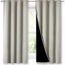 NICETOWN Natural 100% Blackout Lined Curtains, 2 Thick Layers Completely Blackout Window Treatment Thermal Insulated Drapes for Kitchen/Bedroom (1 Pair, 52 inches Width x 63 inches Length Each Panel)