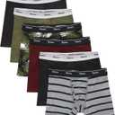 Hanes Boys' Originals Boxer Briefs, Tween Boy Underwear, Cotton Stretch, 6-Pack (Small, Black/Cargo/Olive Palm/Maroon/Stripe - 6 Pack)