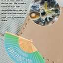 4 Pack Handheld Folding Fans with Funny Italian Quote Ecological Air Conditioning, Blue Green Ombre Fabric & Bamboo Hand Fan, Eco-Friendly Summer Cooling Tool for Travel, Beach & Party Favors