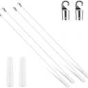 Bokon 4 Pcs Blinds Wand Replacement with Hook and Handle White Fiberglass Long Vertica Blind Wand for Windows Curtain Door Shades Opener Accessory (24 Inch)