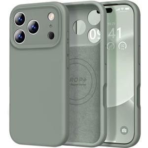 Vooii Magnetic for iPhone 17 Pro Max Case, Compatible with Magsafe (Premium Liquid Silicone) (Integrated Camera Control Button) Full Body Protective Anti-Scratch Microfiber Lining, Calke Green