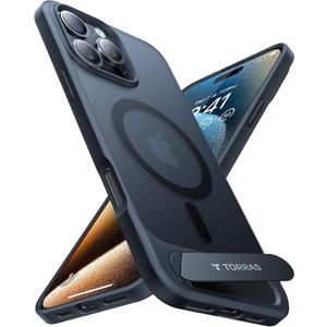 TORRAS Strong Magnetic & Seamless Stand for iPhone 16 Pro Case, [18N Mighty Magnetic] [12FT MilGrade Drop Tested] [Fit for MagSafe] Kickstand Protective Slim Phone Case for iPhone 16 Pro 6.3", Black