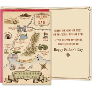 2 x Funny Fathers Day Card Gift for Dad, Land of Dad Vintage Map Design, Unique Father’s Day Gift from Kids Daughter Son, Happy Fathers Day Humor Cards