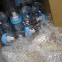 48 Pcs 4.5 Inch Baby Bottle Shower Favor Mini Plastic Candy Bottle Baby Shower Fillable Feeding Candy Box for Party Boy Girl Birthday Newborn Baptism with Removable Blue Tops