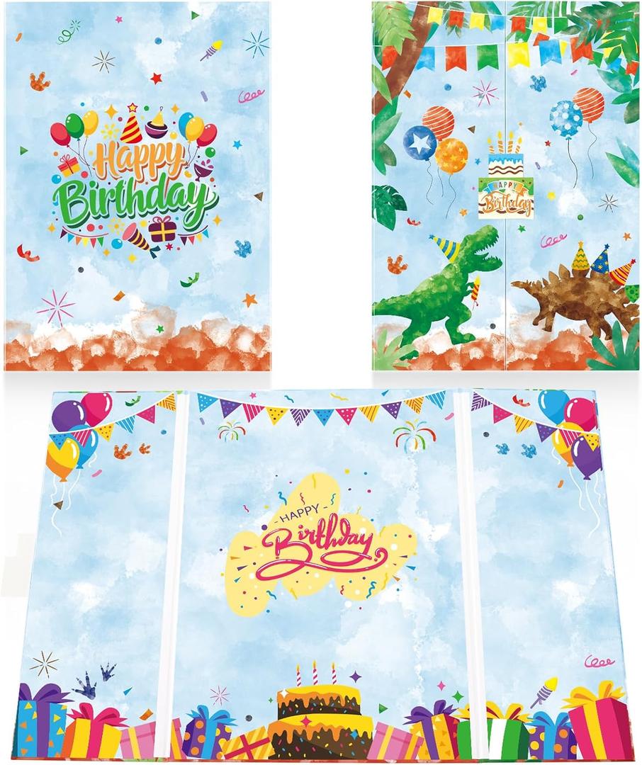 WERNNSAI Happy Birthday Guest Book - Dinosaur Birthday Party Supplies 12" x 18" Dino Birthday Guest Book Alternative Happy Birthday Signature Book for Kids Boys Birthday Party Decorations