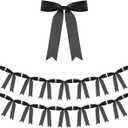 Black Bow Garland Banner 2 Strings 18PCS, Pre-Strung Satin Ribbon Bow Ornaments for Birthday, Baby Shower, Bridal Shower, Wedding, Bachelorette Party, Engagement, Anniversary, Graduation Decor
