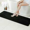 MIULEE Black Bathroom Runner Rugs, Soft Absorbent Microfiber Long Bath Rugs Non Slip Quick Dry Fluffy Bath Mats for Bathroom Floor, Machine Washable, 24x60 Inch
