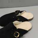 Womens Fur Lined Suede Clogs Mens Fuzzy Leather Mules Cork Footbed Slip On Winter Potato Shoes with Arch Support 43