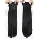 Long Straight Middle Frenge for White Hair Wavy 24inch High Temperature Fiber Machine Made (Ntural Black,Straight)