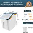 2 Pack Rice Storage Container with Measuring Cup 50 lb Flour Storage Container with Wheels, BPA Free Food Storage Container Dog Cat Food Bin Set for Dry Food Sugar, Cereal(Blue)