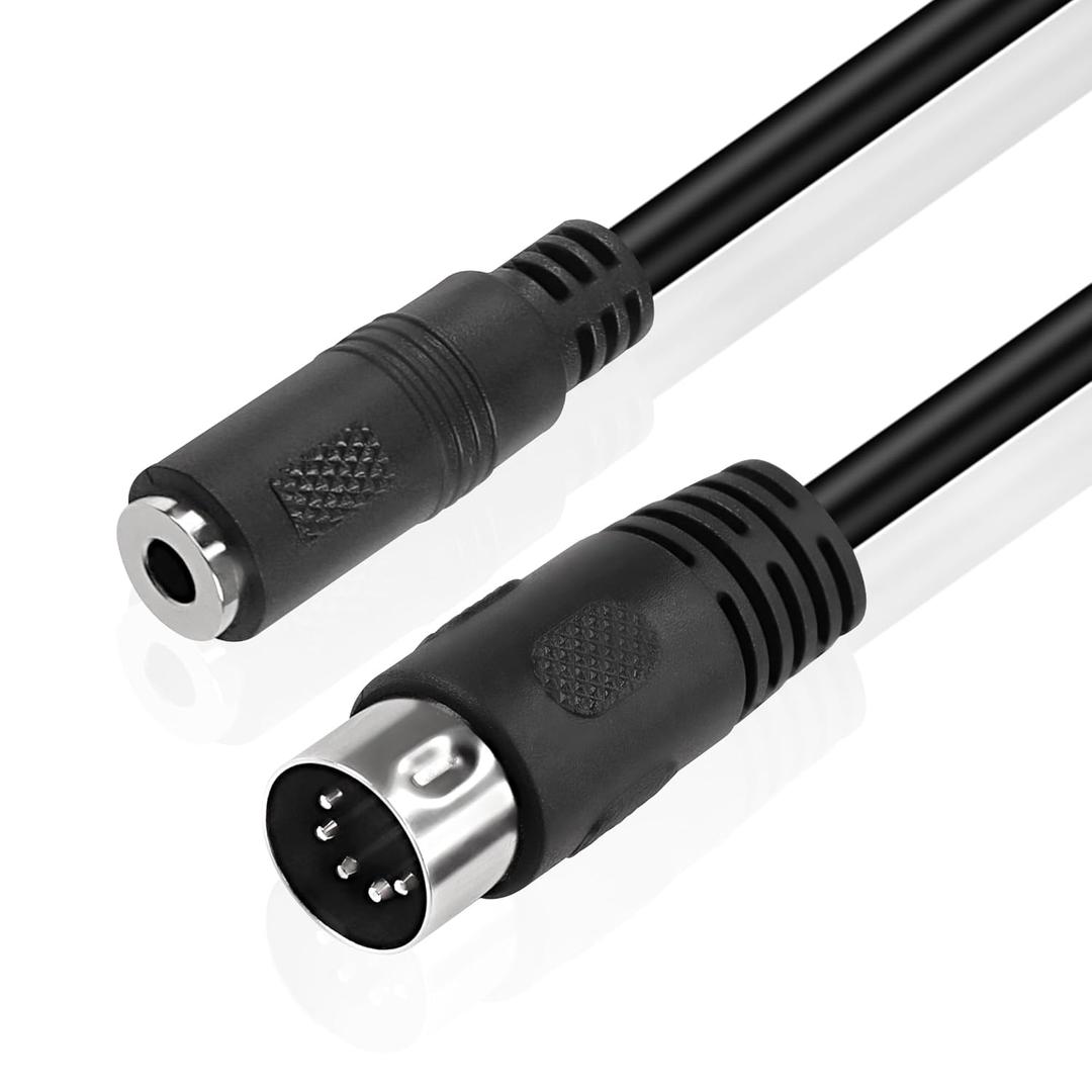 MEIRIYFA 5 Pin Din MIDI to 3.5mm TRS Audio Cable, 3.5mm(1/8in) TRS Stereo Female to 5-Pin Din Male Professional Audio Cord Adapter for Amplifiers, HI-FI Sound Systems