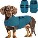 Queenmore Small Dog Sweater, Soft Fleece Vest Pullover Jacket With Leash Hole, Warm Winter Clothes for Cold Weather, Dachshund Sweater for Small Dogs Cats Boy or Girl (Peacock-Blue, XS)