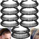 LAPOHI 10 PCS Non Slip Fashion Effortless Plastic Headbands with Teeth Comb Skinny Hair Bands for Women Men Teen Girls, Long Teeth Matte Black
