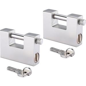 Heavy Duty Padlock for Shipping Container 94mm D-Shaped Lock for Garage Door, Shed, Shutter, Gate, Warehouse (2 Pack, Keyed Alike)