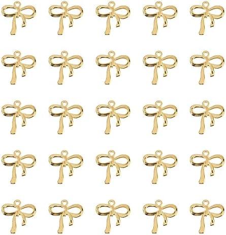 Scicalife 100Pcs Gold Bow Charms for Jewelry Making Alloy Bowknot Pendants for Earrings Necklaces Bracelets DIY Craft Accessories 0.7 Inch Size