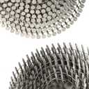 kimllier 3600 Counts Coil Siding Nail Full Round Head Wire Collated Coil 15-Degree 1-1/4-Inch x .090-Inch Ring Shank 304 Stainless Steel