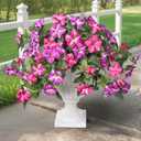 HyeFlora Artificial Flowers for Outdoors 2PCS Faux Petunias Silk Fake Flowers for Outside Planter UV Resistant Realistic Home Garden Porch Decor (Fuchsia)