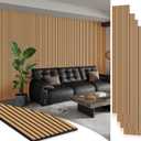 Smartstandard 4 Pack 106" x 12.6" Wood Slat Wall Panels, Soundproof Wooden Wall Panels, Acoustic Wood Panels for Wall, 3D Fluted Wood Panels for Interior Wall Decor, Light Brown