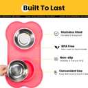 Stainless Steel Dog Bowls with Non-Slip Silicone Mat, Spill Proof Food & Water Bowls Set, Easy Clean Puppy Food Dish, Dishwasher Safe, Suitable for Dogs Cats Pet Under 20lbs, Medium, Pink (Medium-13 oz)