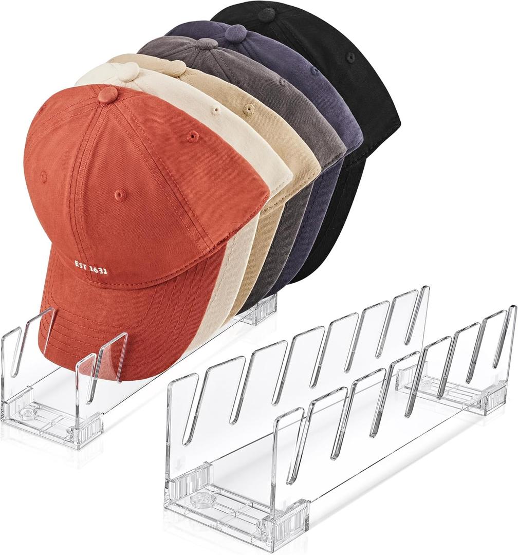 SMARTAKE Hat Stand for Baseball Caps, 2 Pcs Hat Organizer for 14 Baseball Caps, Hat Racks for Baseball Caps, Hat holder Display and Organizer for Bedroom, Closet, Dresser, Office
