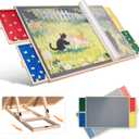 1500 Pieces Tilting & Rotating Puzzle Board, with Non-Slip Tabletop & Protective Cover, Sort-Wise Colorful Felt Drawers, Portable Wooden Jigsaw Puzzle Table for Adults, Birthday Gifts for Mom (Multicolor)