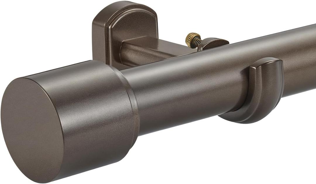 1 1/8 Inch Diameter Curtain Rods, 72-144 Telescoping Large Single Window Drapery Rod Heavy Duty With Adjustable Modern Brackets, Dark Bronze