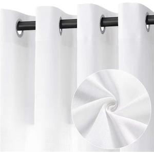 White Linen Curtains 102 Inch Length 2 Panels for Living Room Bedroom, Light Filtering Sheer Curtains 102 Inches, Elegant Modern Grommet Semi Sheer Soft Privacy Drapes