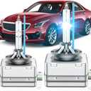 Fit for Cadillac 2013-2019 ATS 2016-2019 CTS 2013-2017 XTS D3S HID Xenon Headlight Bulbs, 350% Brightness, High Low Beam Light Bulb, 8000K White Blue, Pack of 2