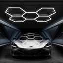 FERUERW Hexagon Garage Lights, High Brightness 168W 6500K 18480Lumens Honeycomb Hexagon Led Garage Light 5 Grid for Garage, Auto Beauty Shop, Car Detailing Shop, Workshop